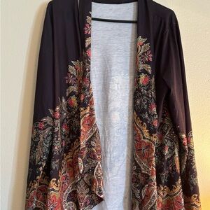 Floral Patterned Black and Red Women's Sweater